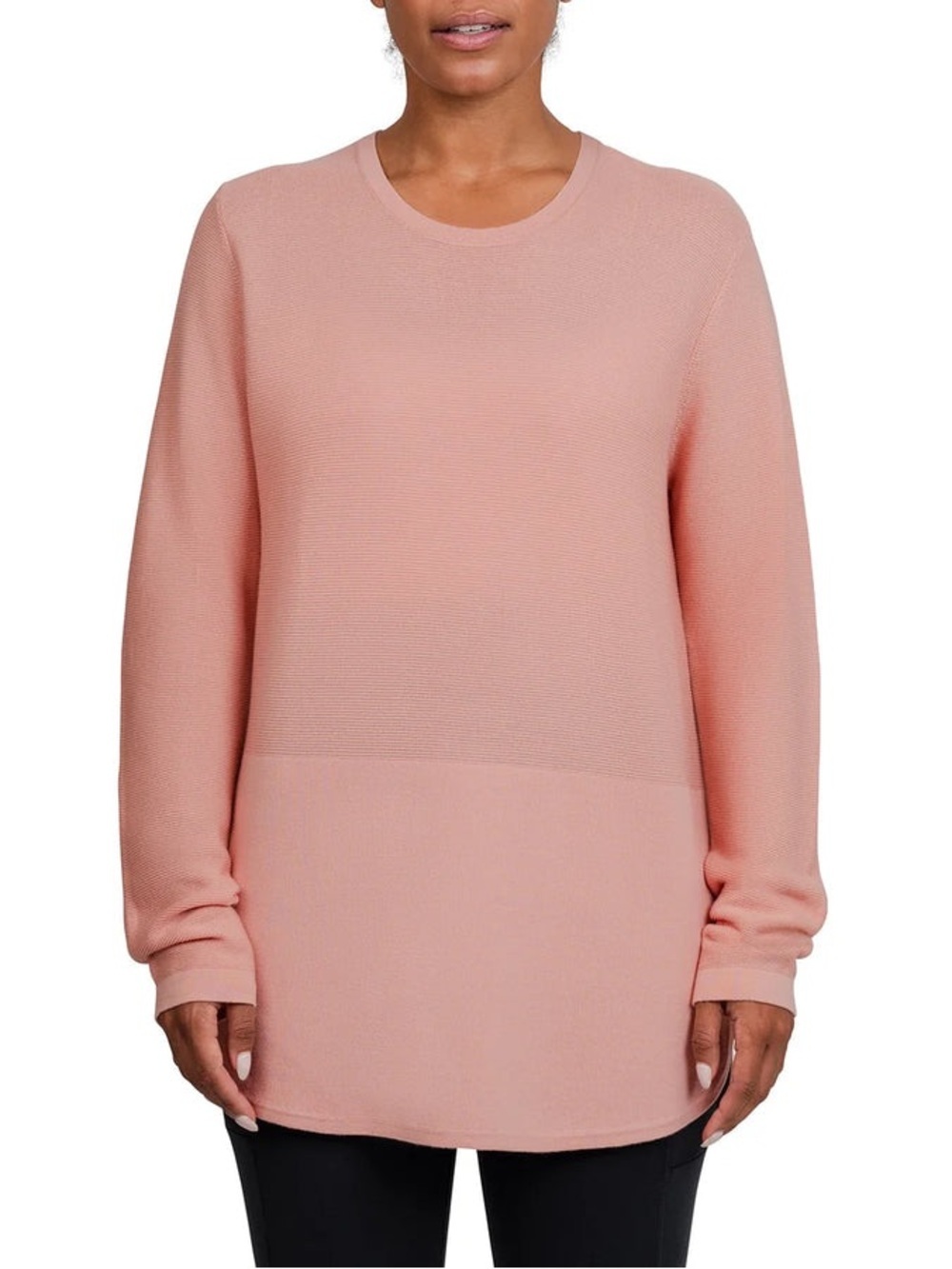 Kersh Soft Peach Super Smooth Cotton Split Hem Sweater/Tunic M [Tall]